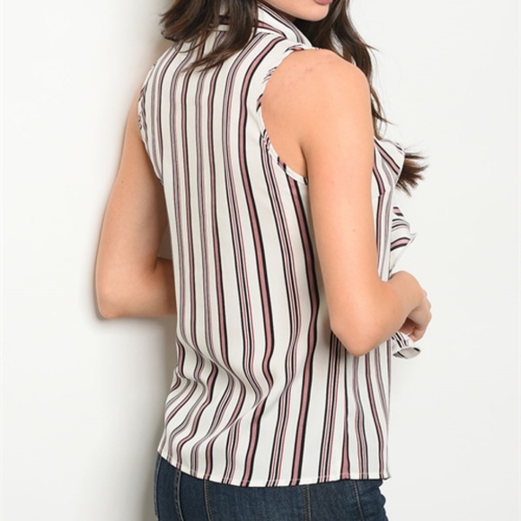 WHITE MAUVE STRIPES TOP - Picture 3 of 4